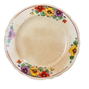 Harker 1840 Floral Plate w/ Chips/Crackle 6" Diam Dessert Tea Antique Vintage